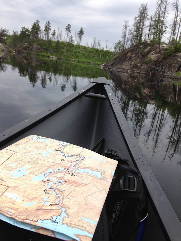 BWCA map on a wilderness lake